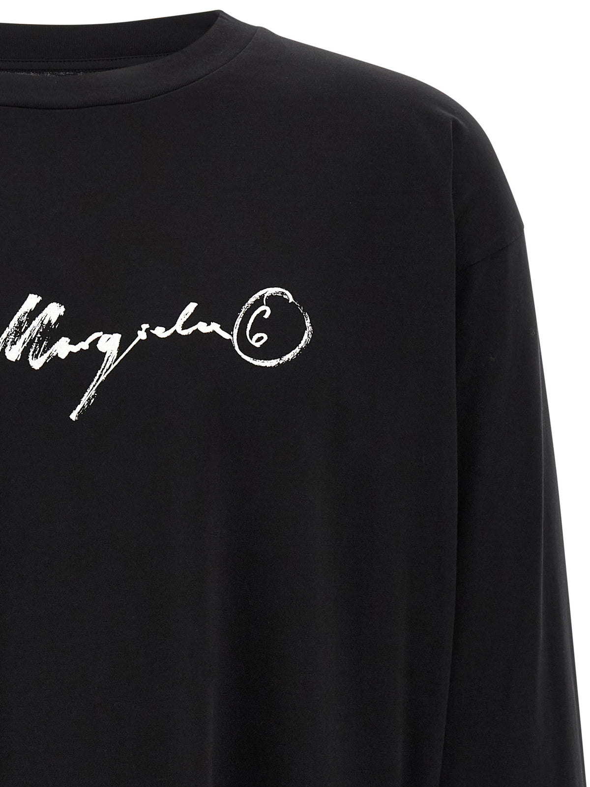 MM6 Maison Margiela Black Cotton Long Sleeve Women's T-Shirt