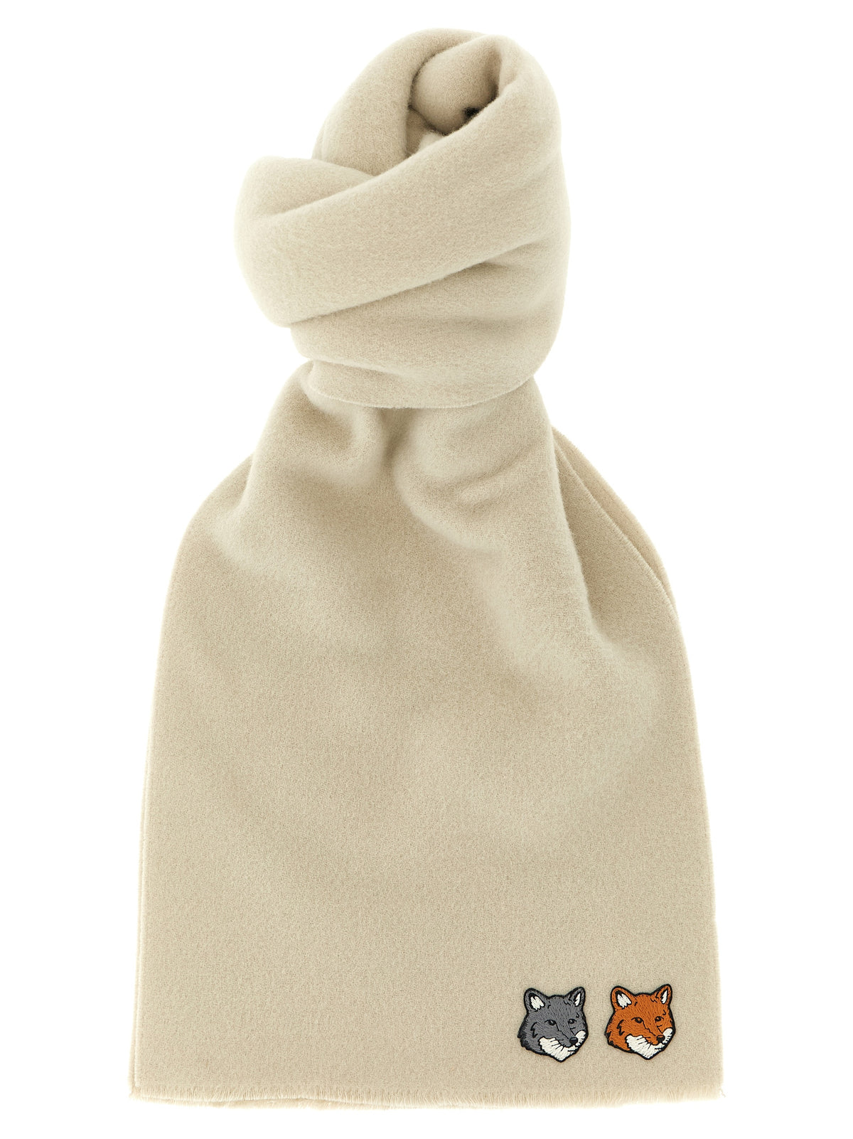 Maison Kitsuné White Virgin Wool Women's Scarf