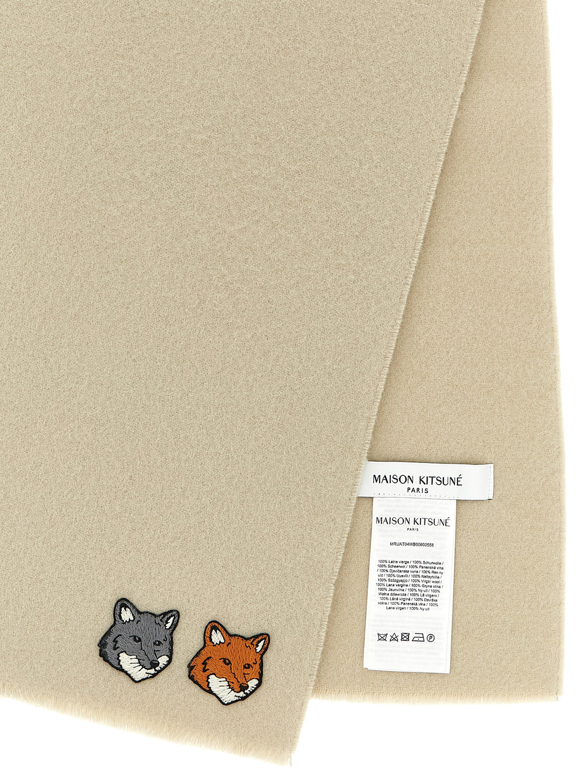 Maison Kitsuné White Virgin Wool Women's Scarf