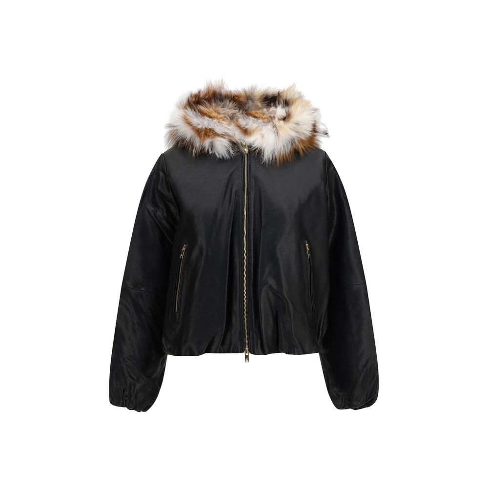 Moose Knuckles Black Lambskin Leather Women's Jacket