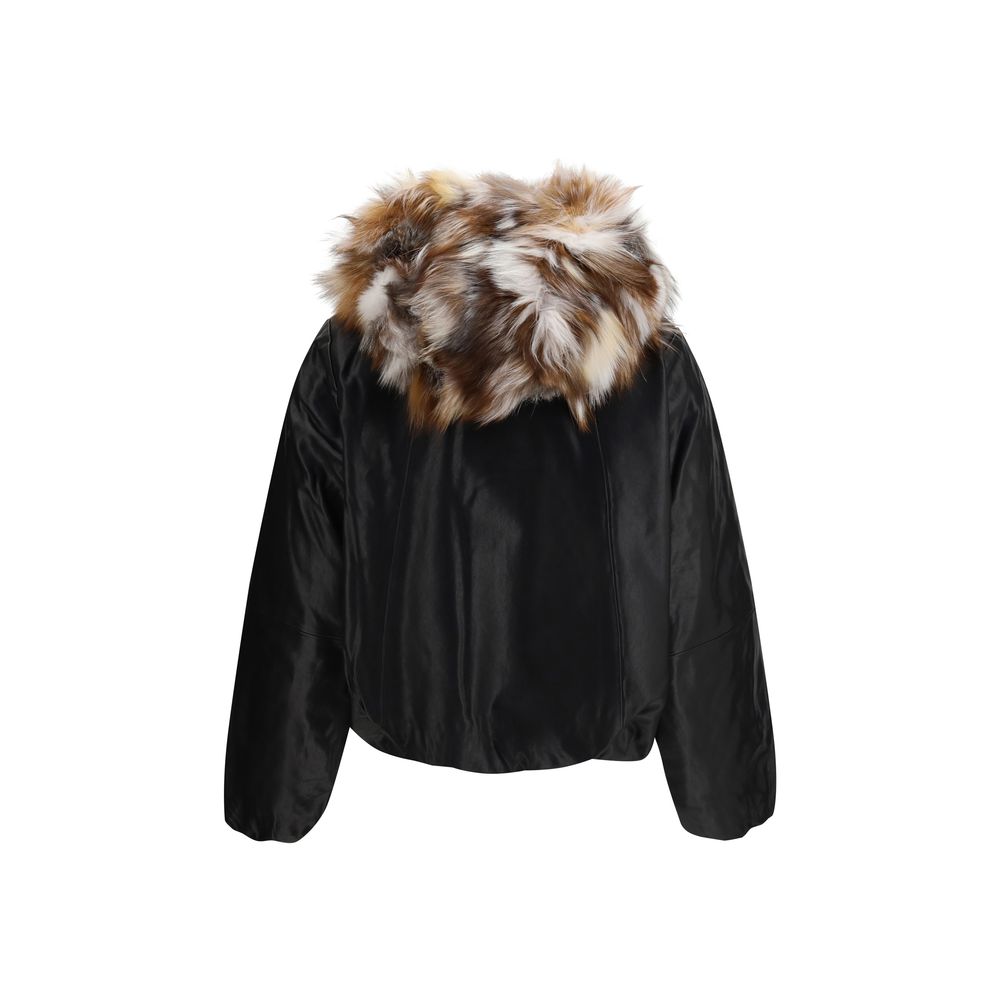 Moose Knuckles Black Lambskin Leather Women's Jacket