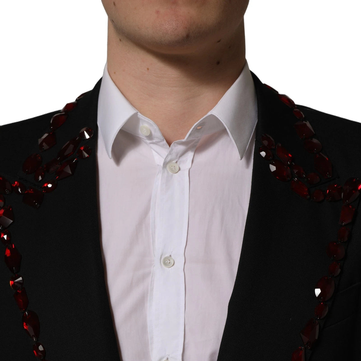 Dolce & Gabbana Black Crystal Embellished Coat Blazer Men's Jacket
