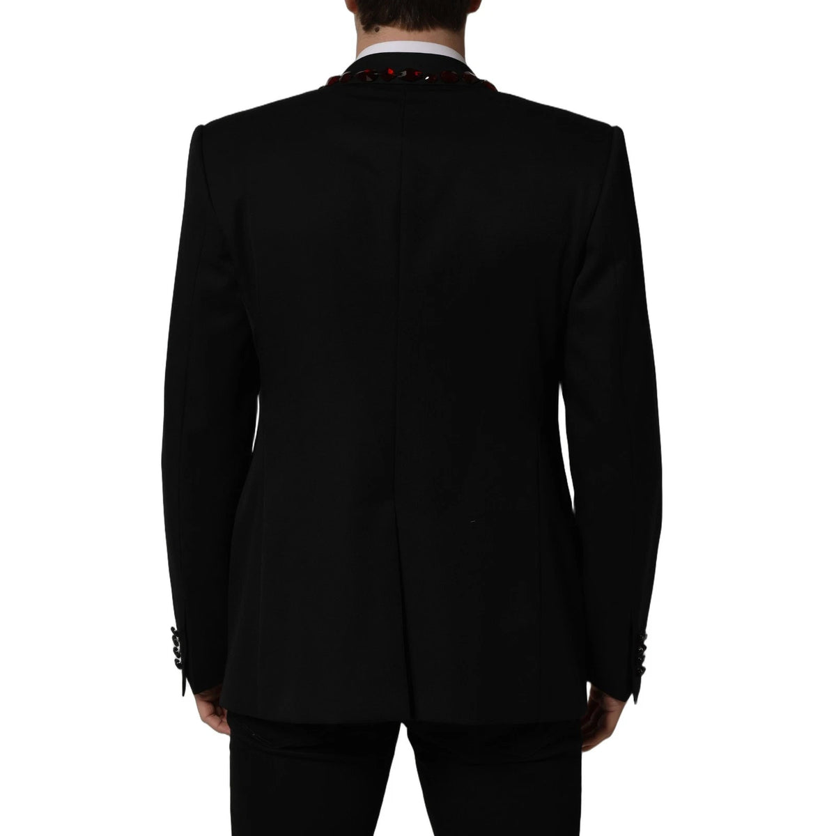 Dolce & Gabbana Black Crystal Embellished Coat Blazer Men's Jacket