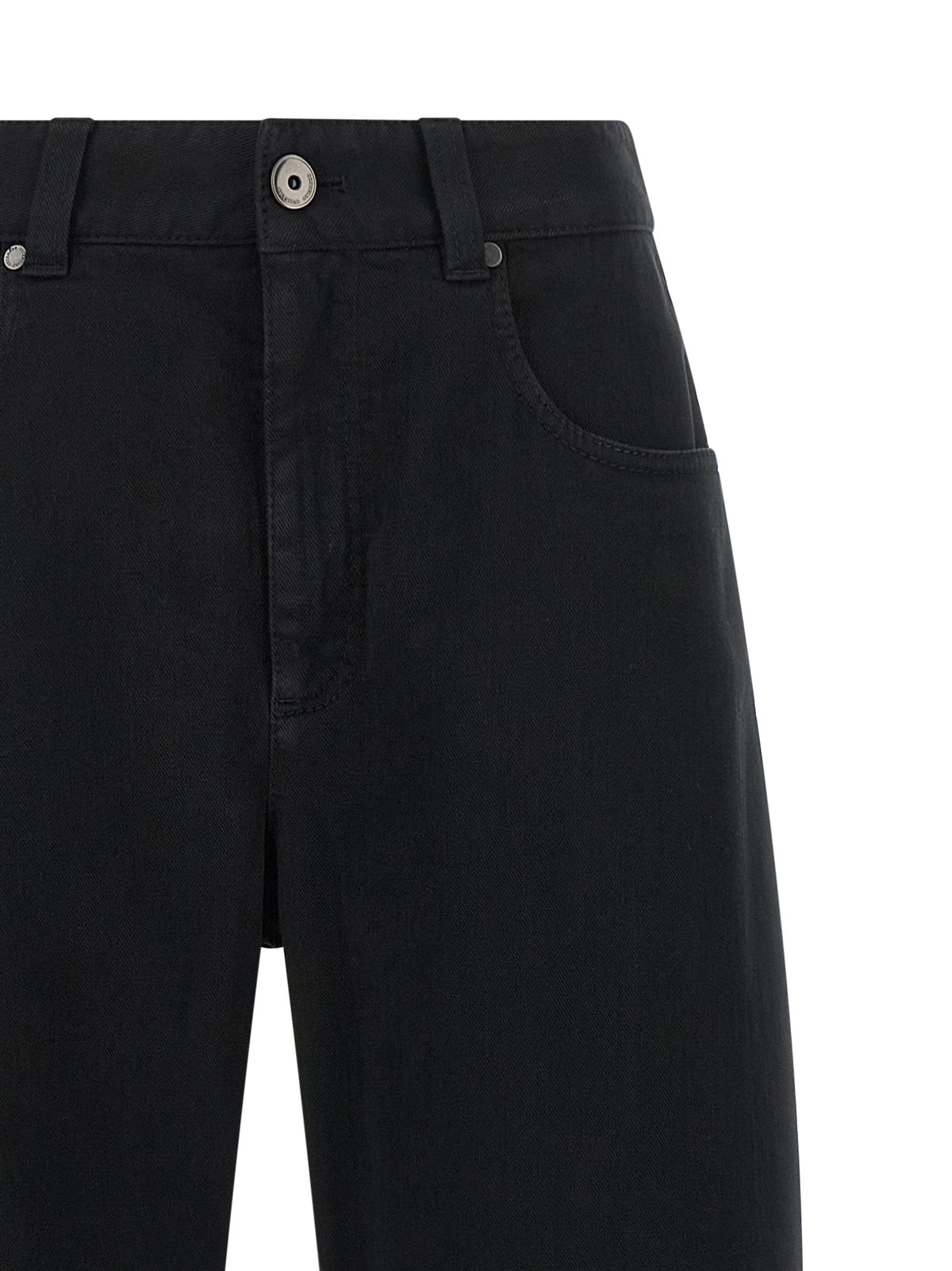 Brunello Cucinelli Black Cotton High-Waisted Women's Jean