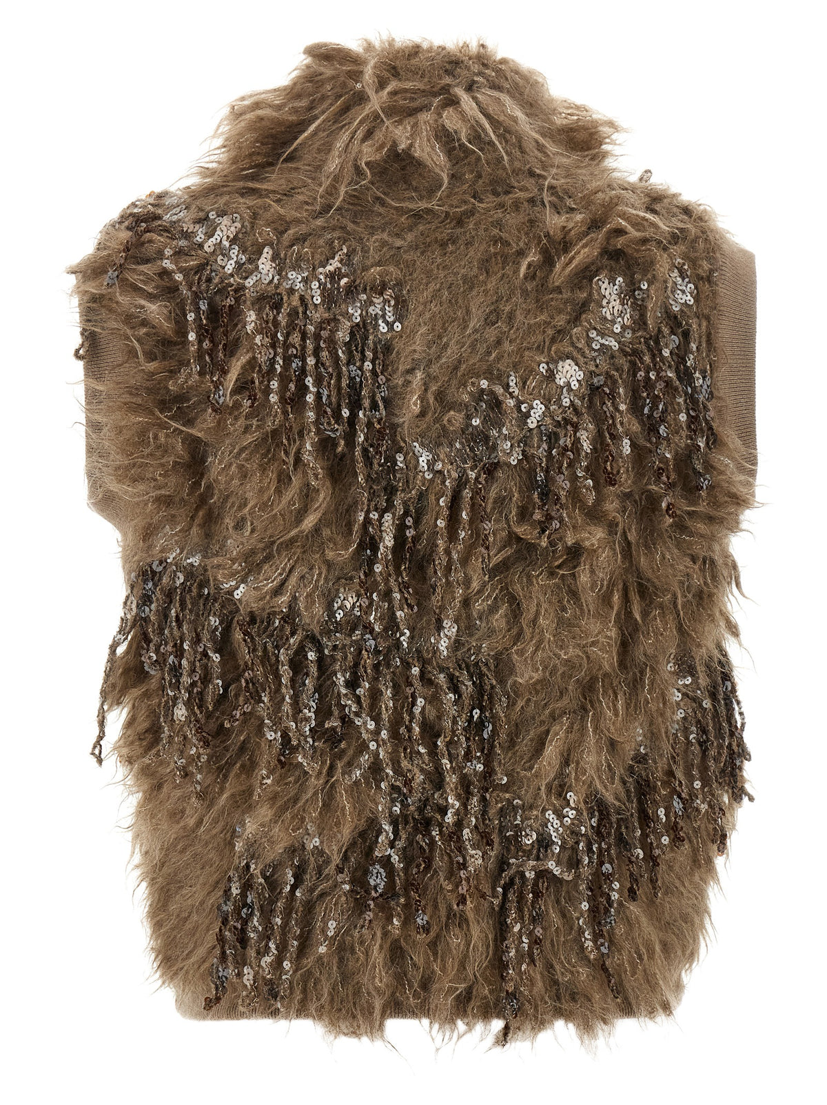 Brunello Cucinelli Brown Wool Sleeveless Women's Jacket