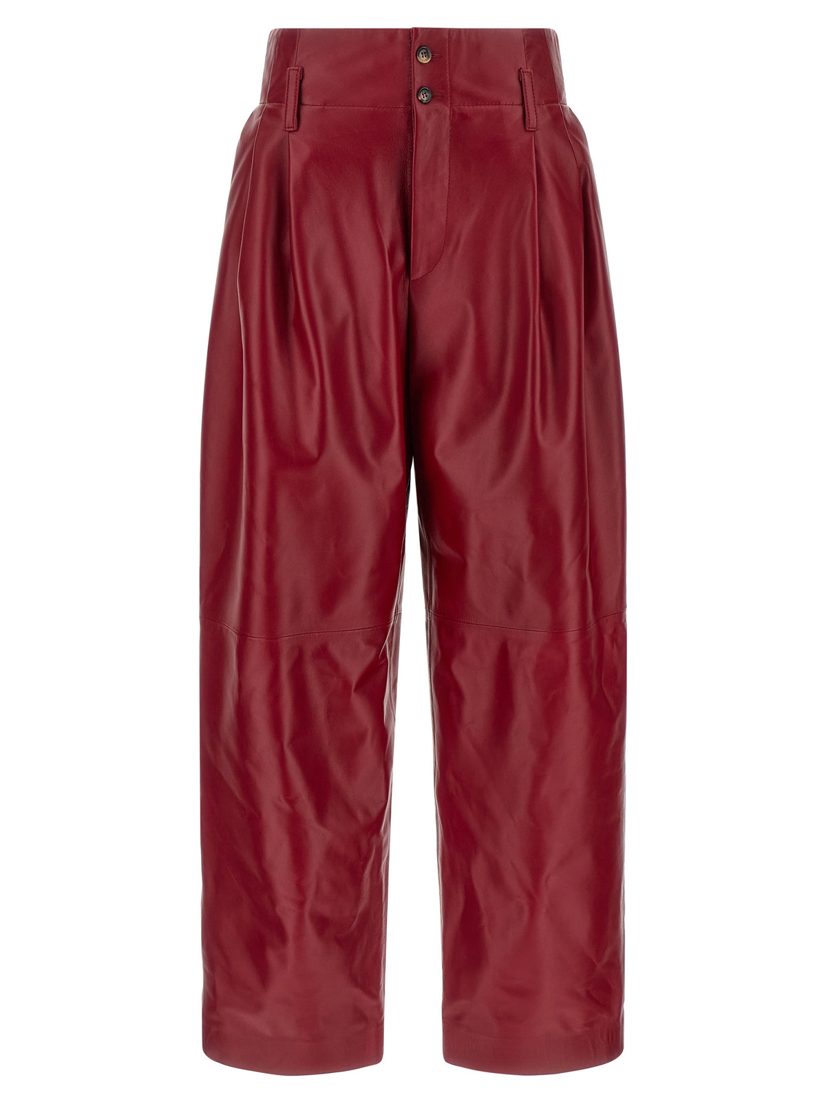 Alberta Ferretti Red Leather Women's Pants
