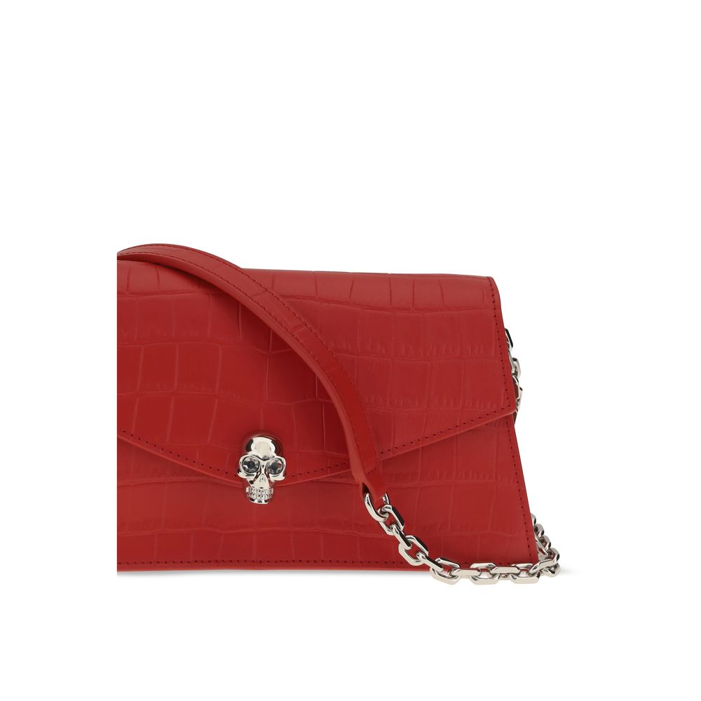 Alexander McQueen Red Calf Leather Bos Taurus Clutch Women's Bag