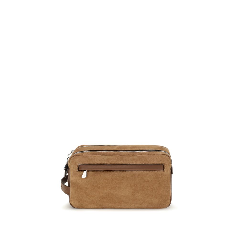 Brunello Cucinelli Beige Suede Leather Men's Accessories