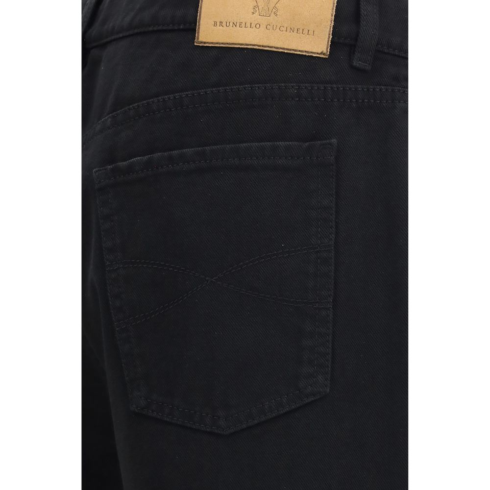 Brunello Cucinelli Black Cotton Jeans Men's Denim