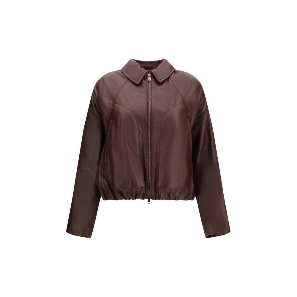 Brunello Cucinelli Bordeaux Lamb Ovis Aries Women's Bomber