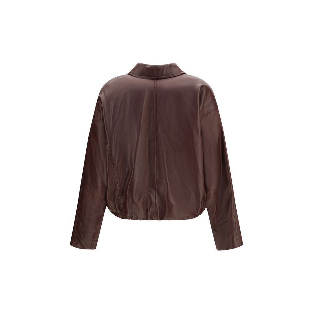 Brunello Cucinelli Bordeaux Lamb Ovis Aries Women's Bomber