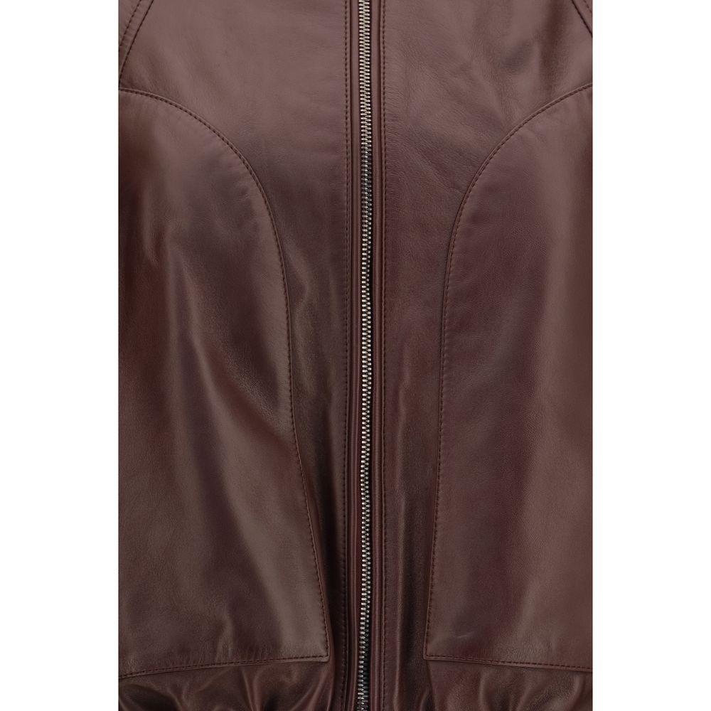 Brunello Cucinelli Bordeaux Lamb Ovis Aries Women's Bomber