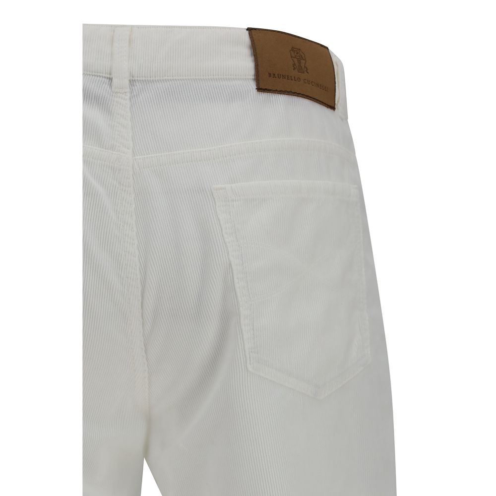 Brunello Cucinelli White Cotton Casual Men's Pants