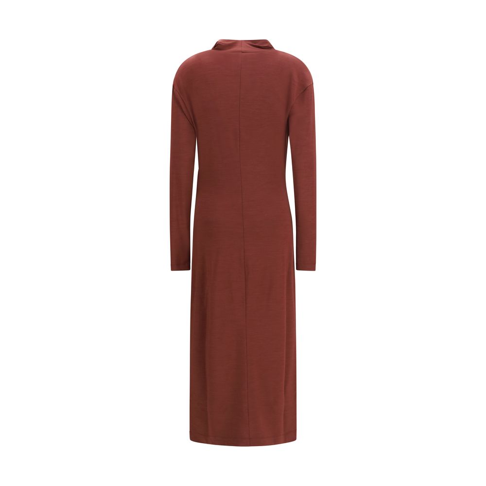 Brunello Cucinelli Bordeaux Wool Oves Aries Casual Women's Dress