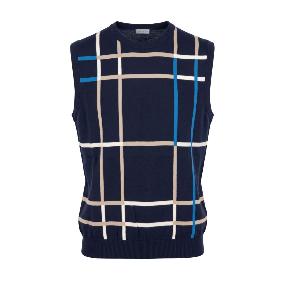 Malo Blue Cotton Men Men's Sweater