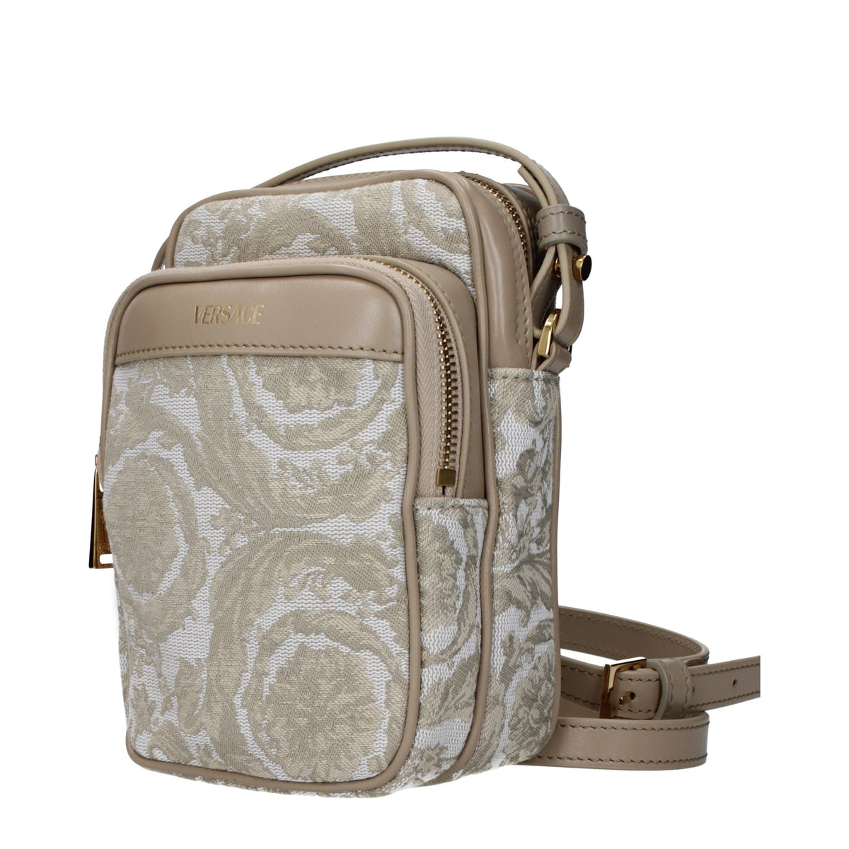 Versace Beige Fabric Crossbody Men's Bag