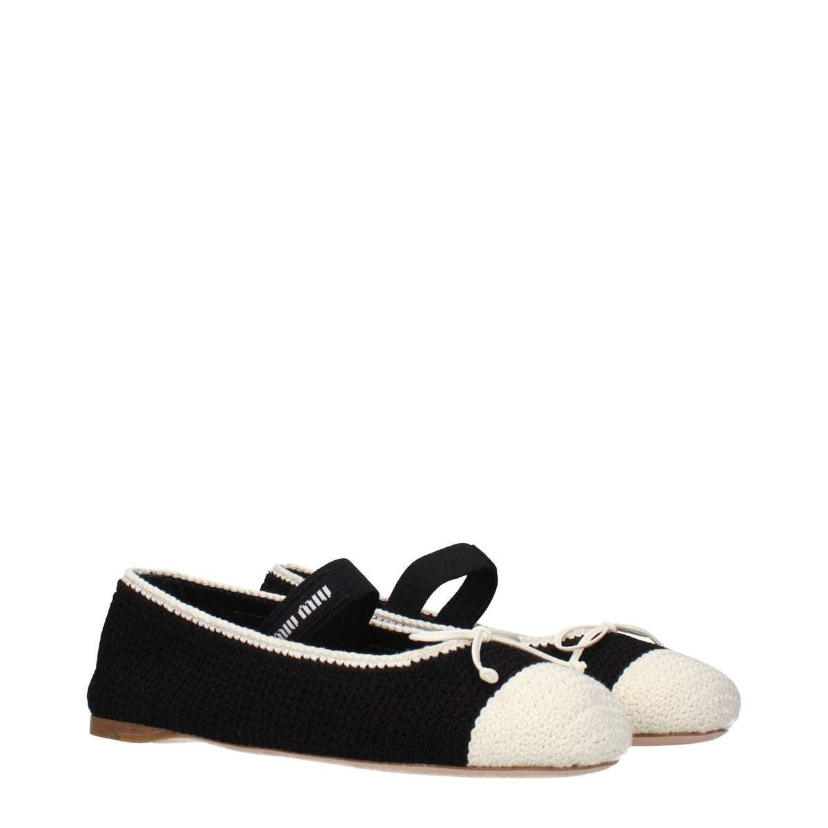 Miu Miu Black Fabric Ballet Women's Flats