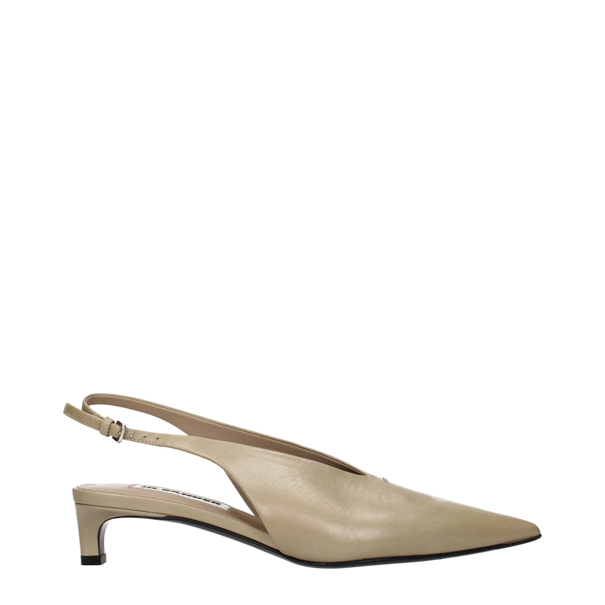 Jil Sander Beige Leather Mid Heel Women's Pumps