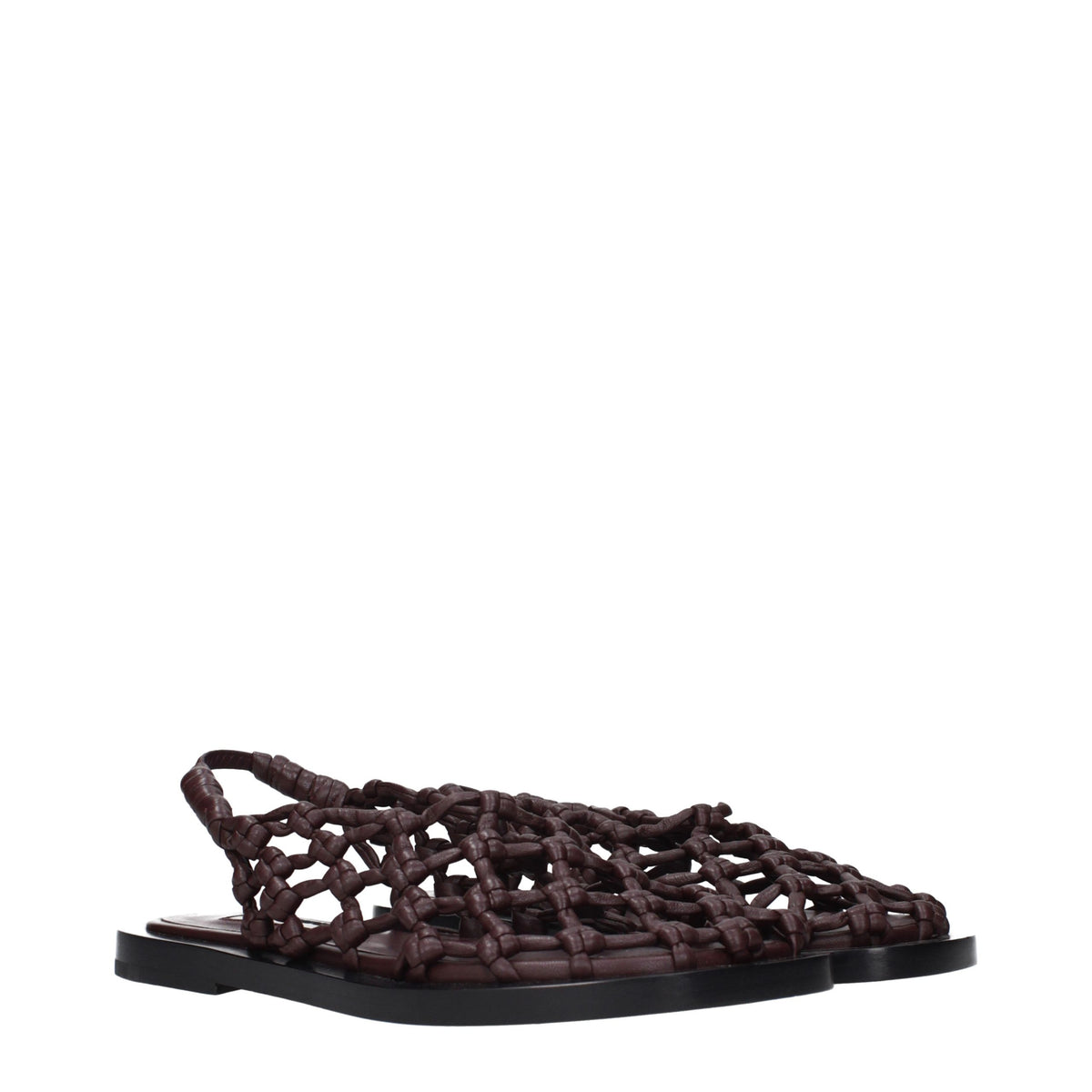 Jil Sander Brown Leather Flat Women's Sandals