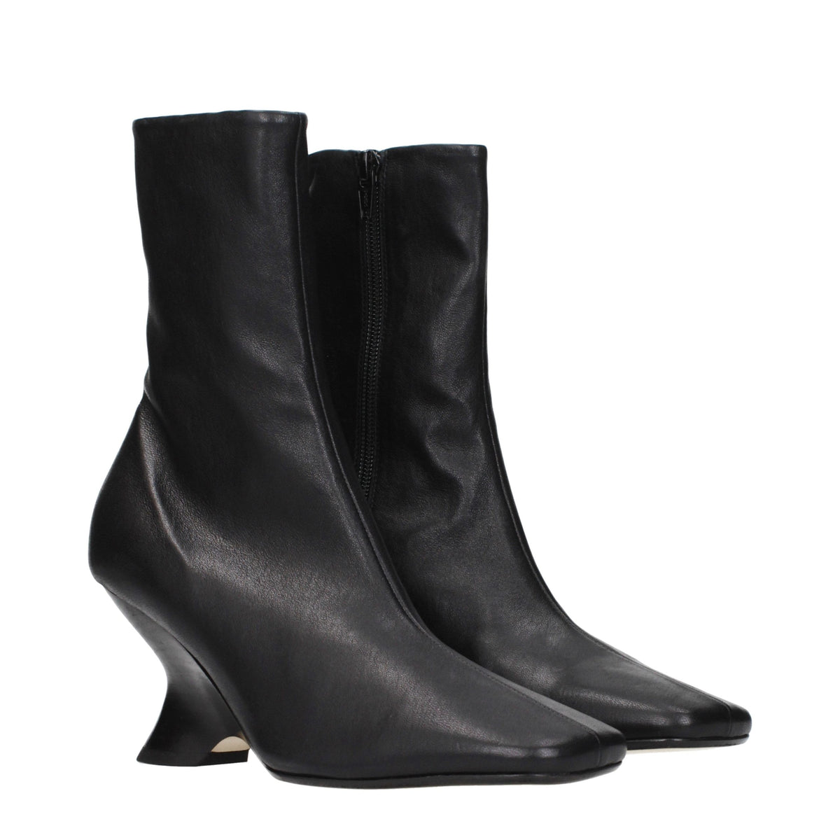 Dries Van Noten Black Leather Ankle Women's Boots