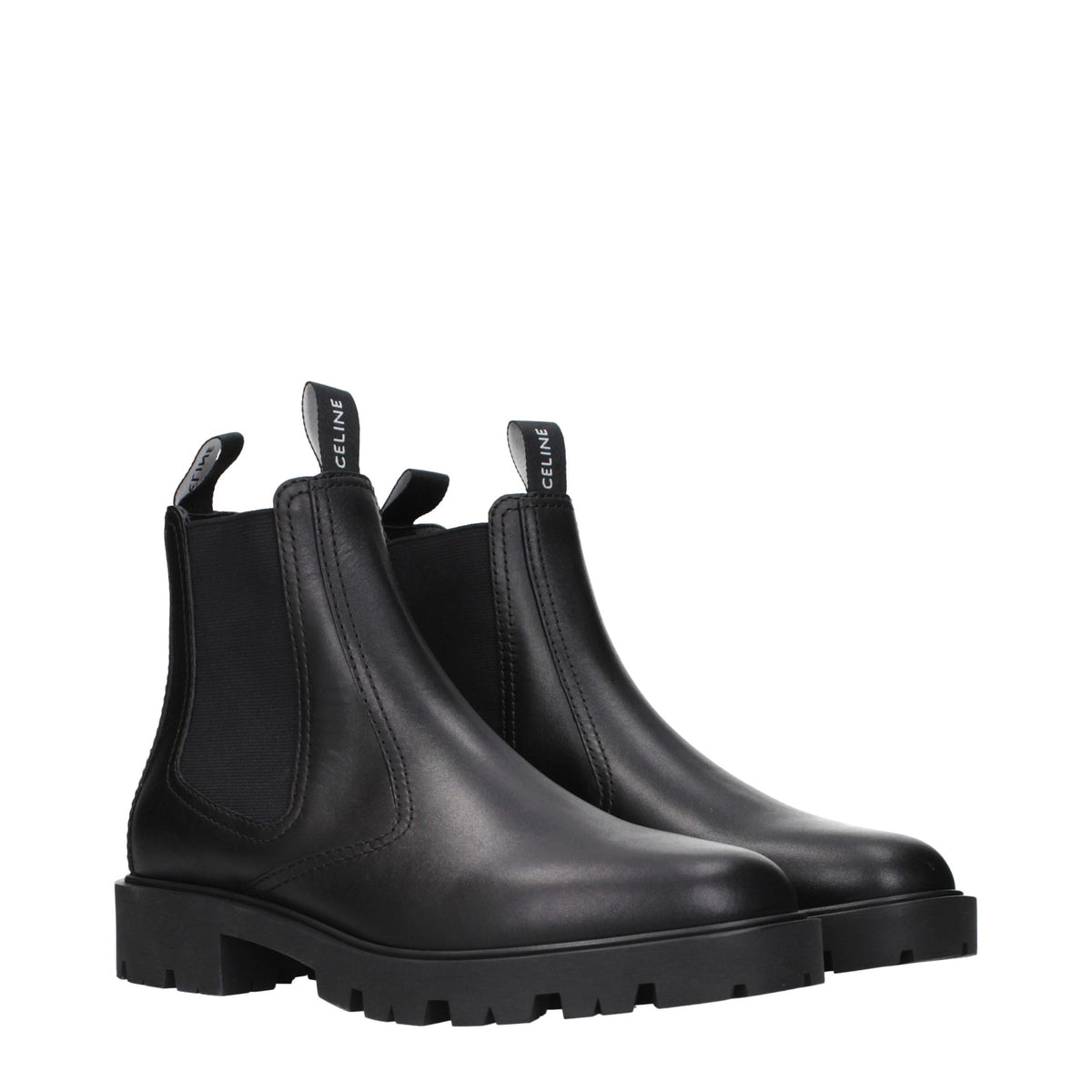 Celine Black Leather Ankle Men's Boots