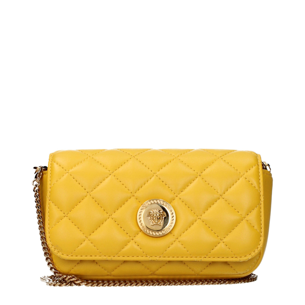 Versace Yellow Leather Crossbody Women's Bag
