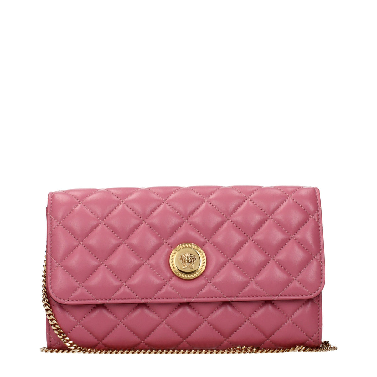 Versace Pink Leather Clutch Women's Bag