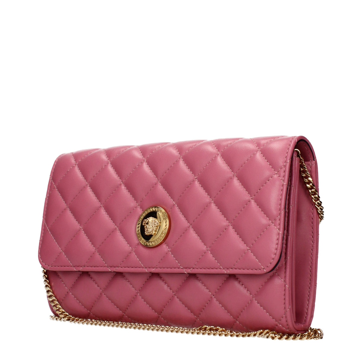 Versace Pink Leather Clutch Women's Bag
