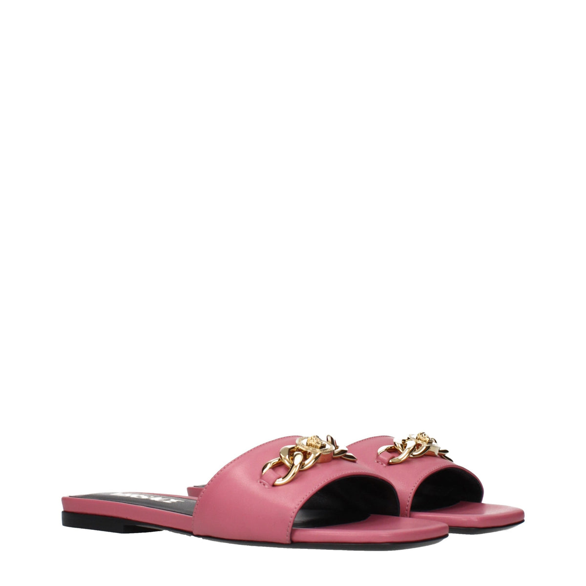 Versace Pink Leather Women's Slippers
