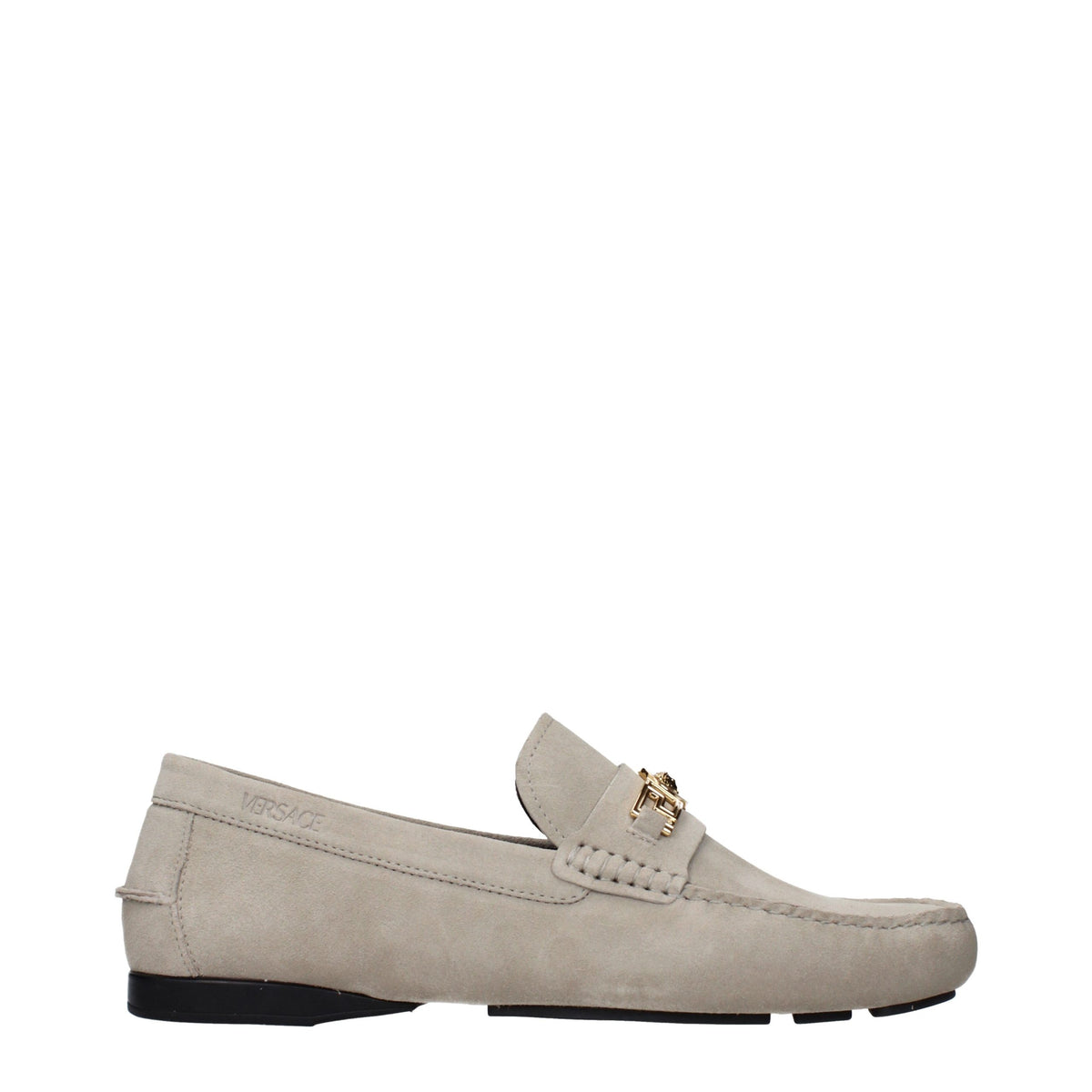 Versace Gray Leather Slip-On Men's Loafers