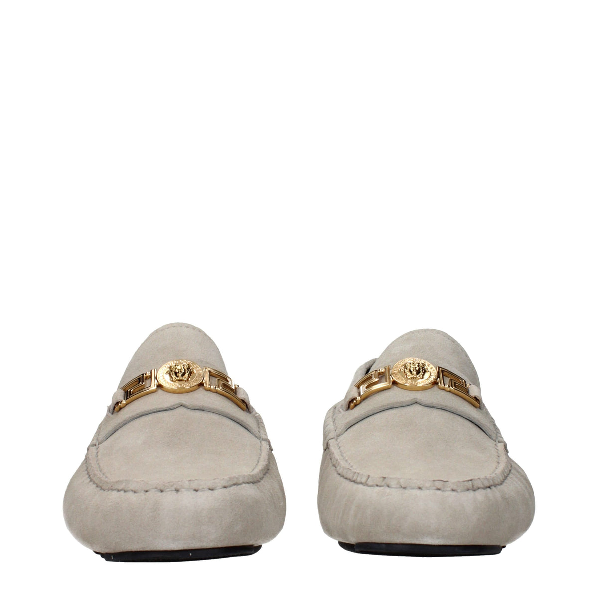 Versace Gray Leather Slip-On Men's Loafers