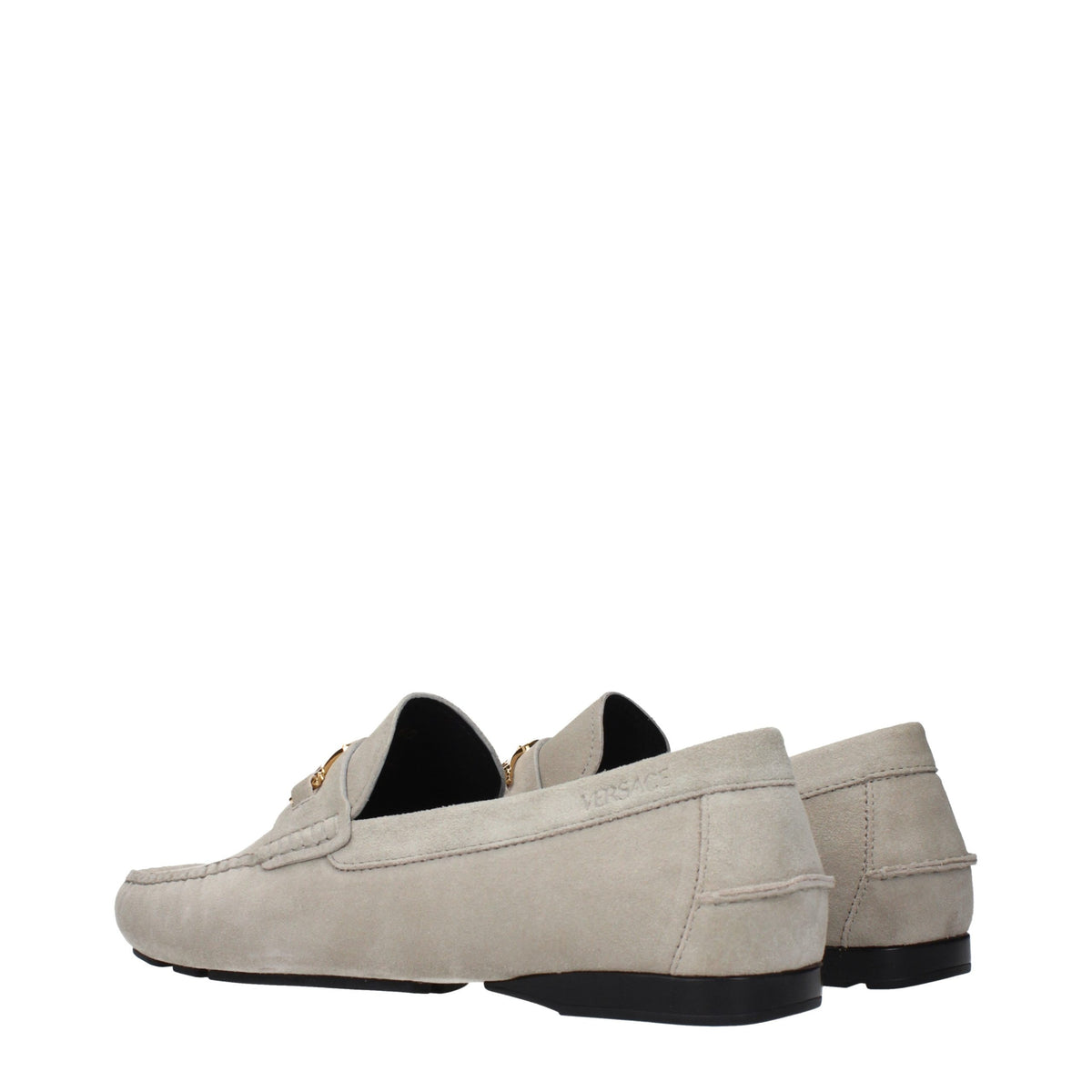 Versace Gray Leather Slip-On Men's Loafers