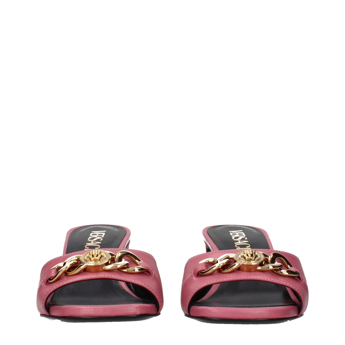 Versace Pink Leather Flat Women's Sandals