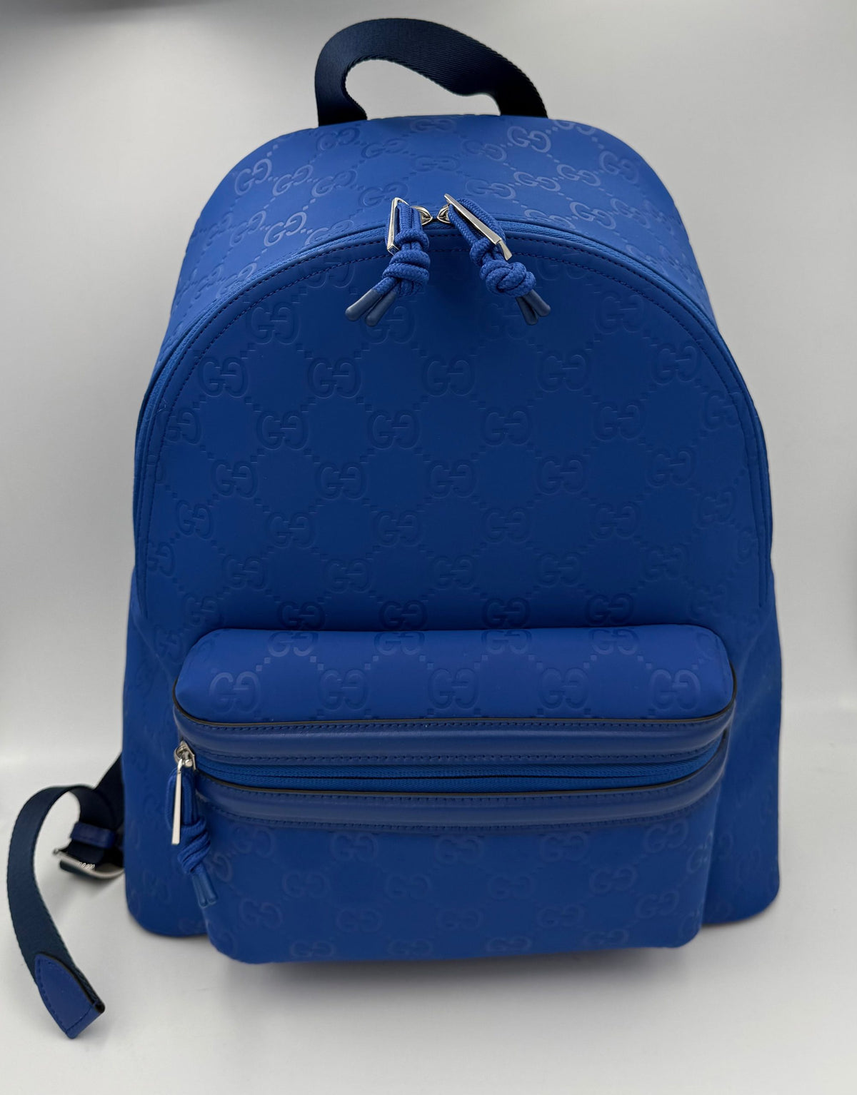 Gucci GUCCI GG Leather Blue Backpack (Pre-Owned)