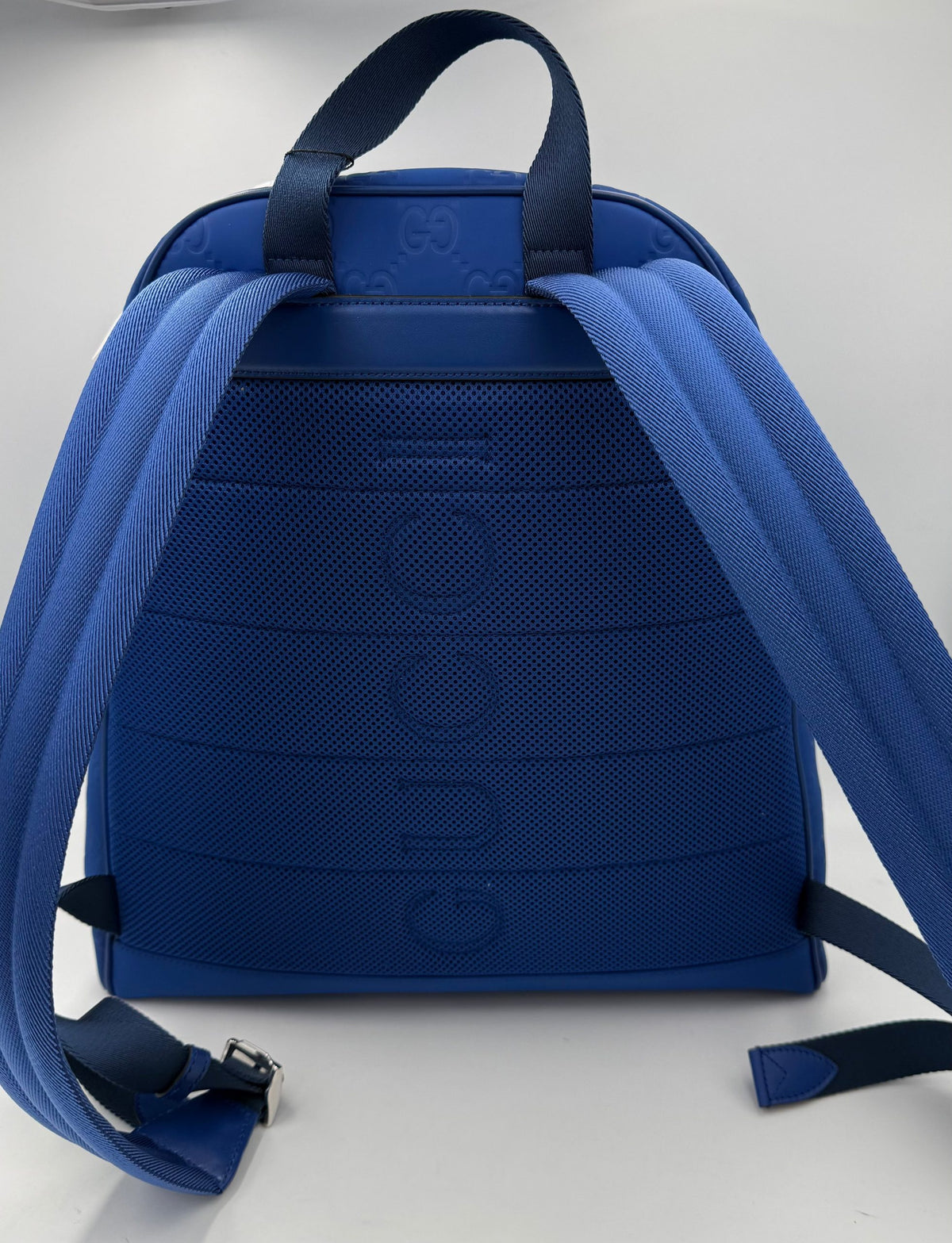 Gucci GUCCI GG Leather Blue Backpack (Pre-Owned)