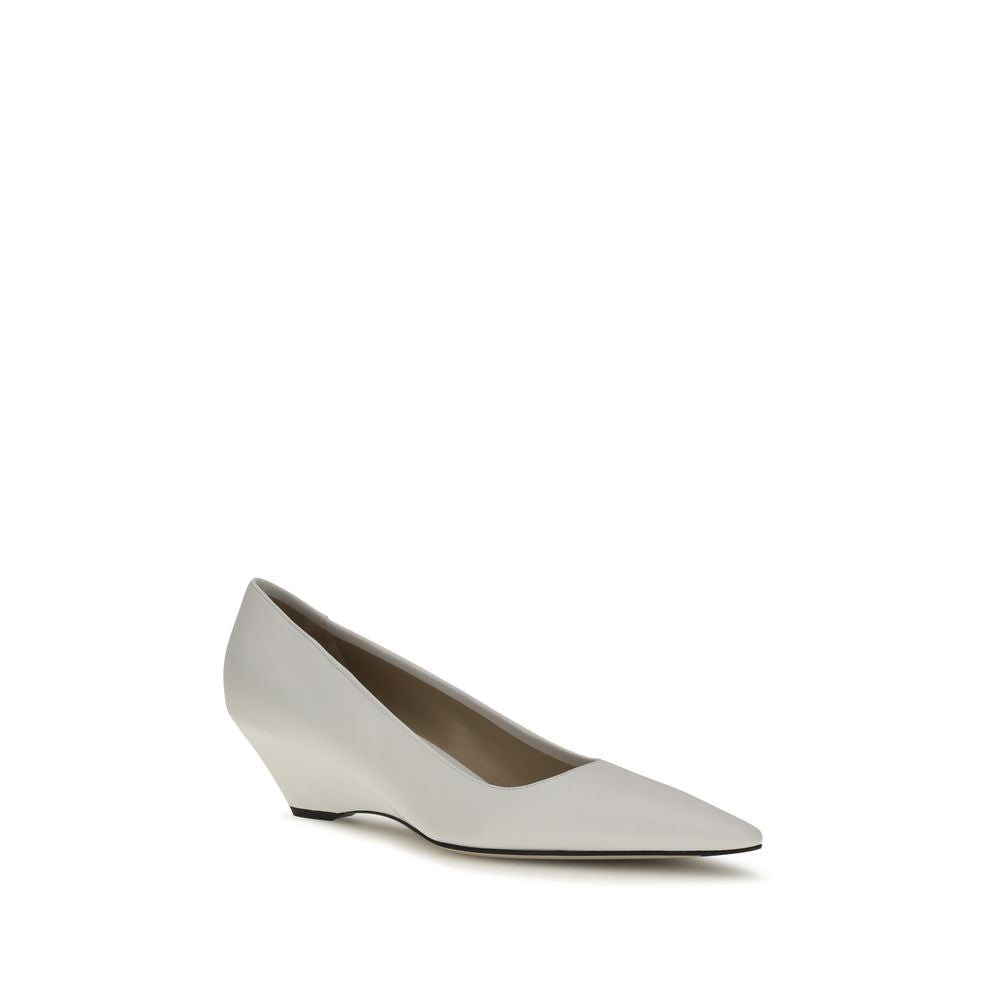 The Row White Lamb Ovis Aries Platform Women's Pumps