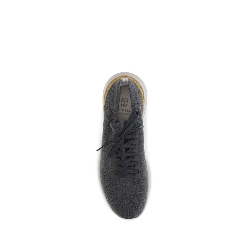 Brunello Cucinelli Blue Cotton Low Top Men's Sneakers