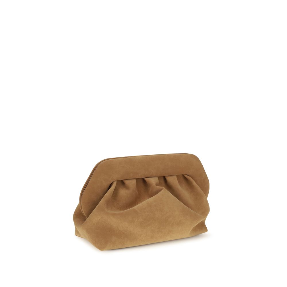 THEMOIRè Beige Suede Leather Clutch Women's Bag