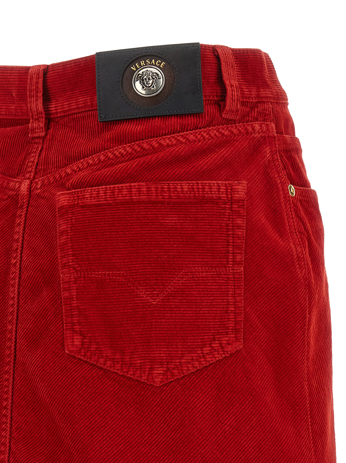 Versace Red Cotton Long Women's Skirt