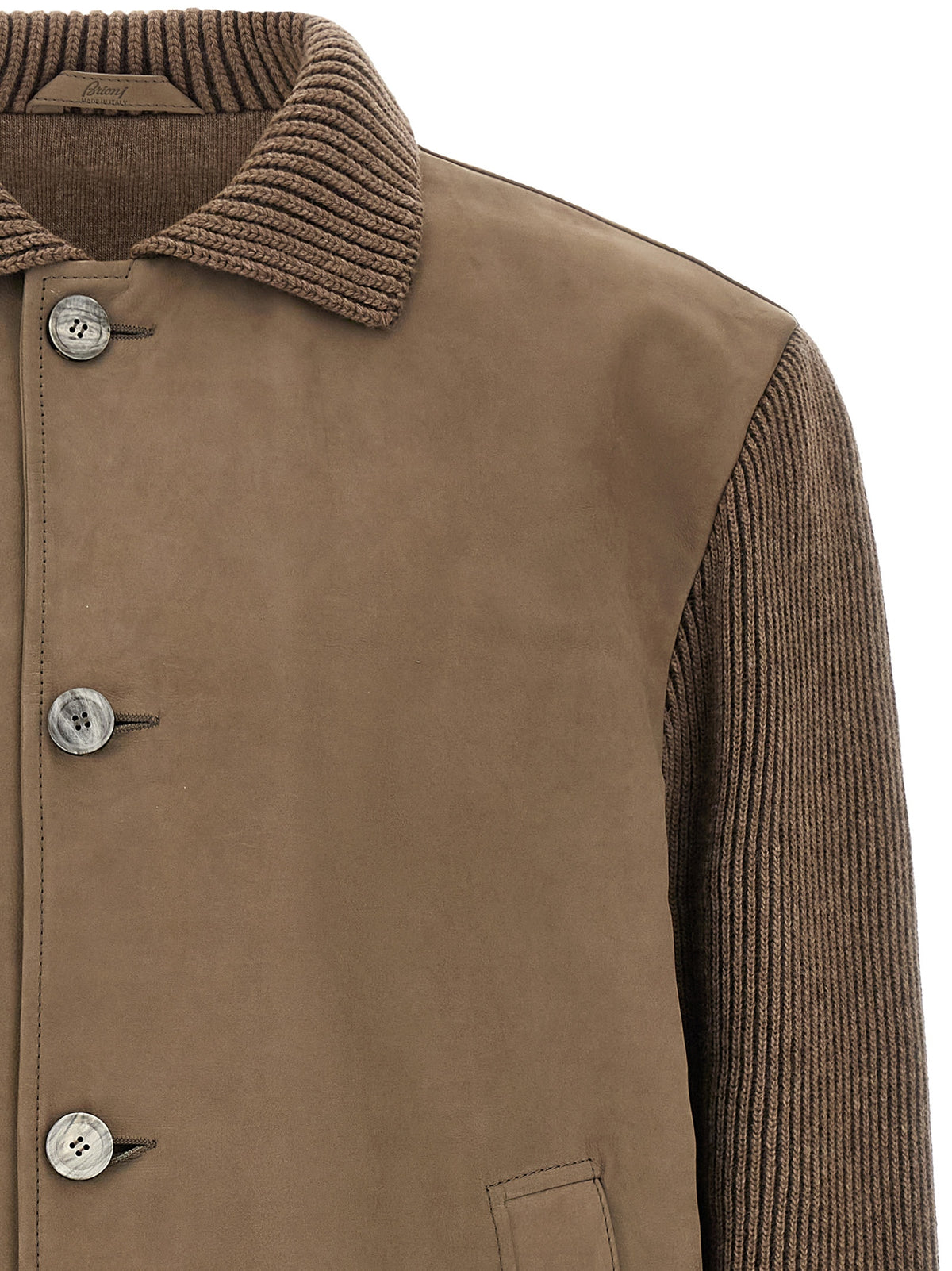 Brioni Brown Calfskin Leather Men's Jacket
