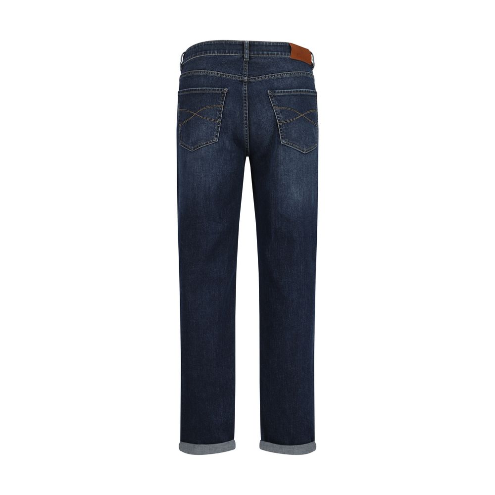 Brunello Cucinelli Blue Cotton Straight-Leg Men's Jeans