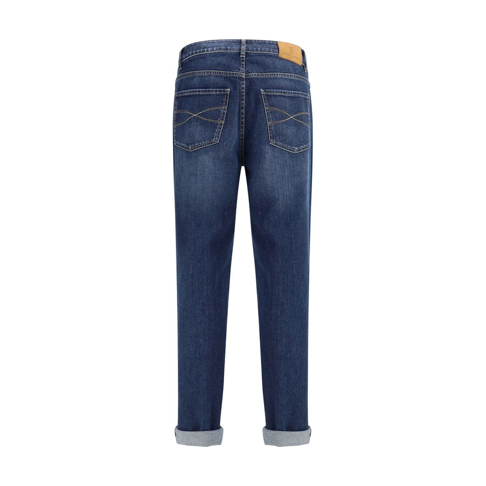 Brunello Cucinelli Blue Cotton Straight-Leg Men's Jeans