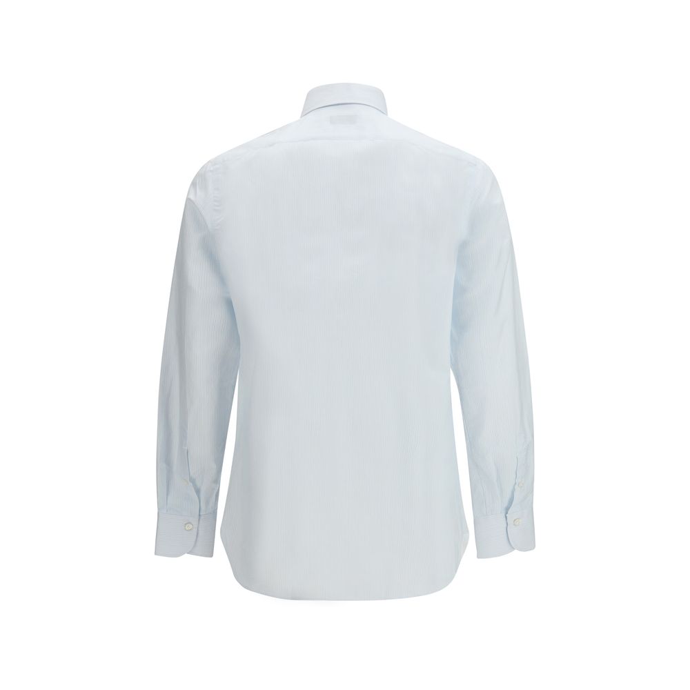 Finamore Blue Cotton Pattern Men's Shirt