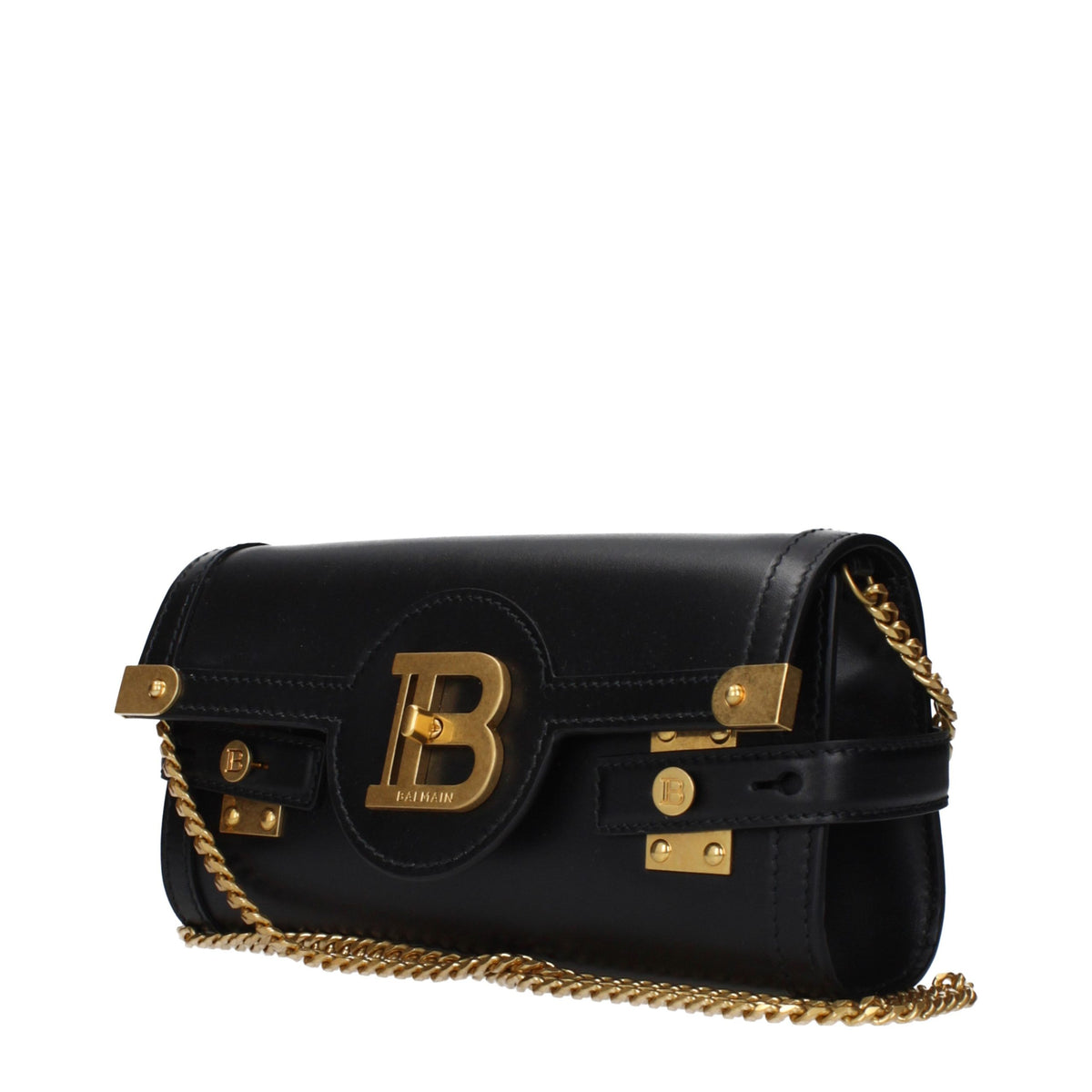 Balmain Black Leather Clutch Women's Bag