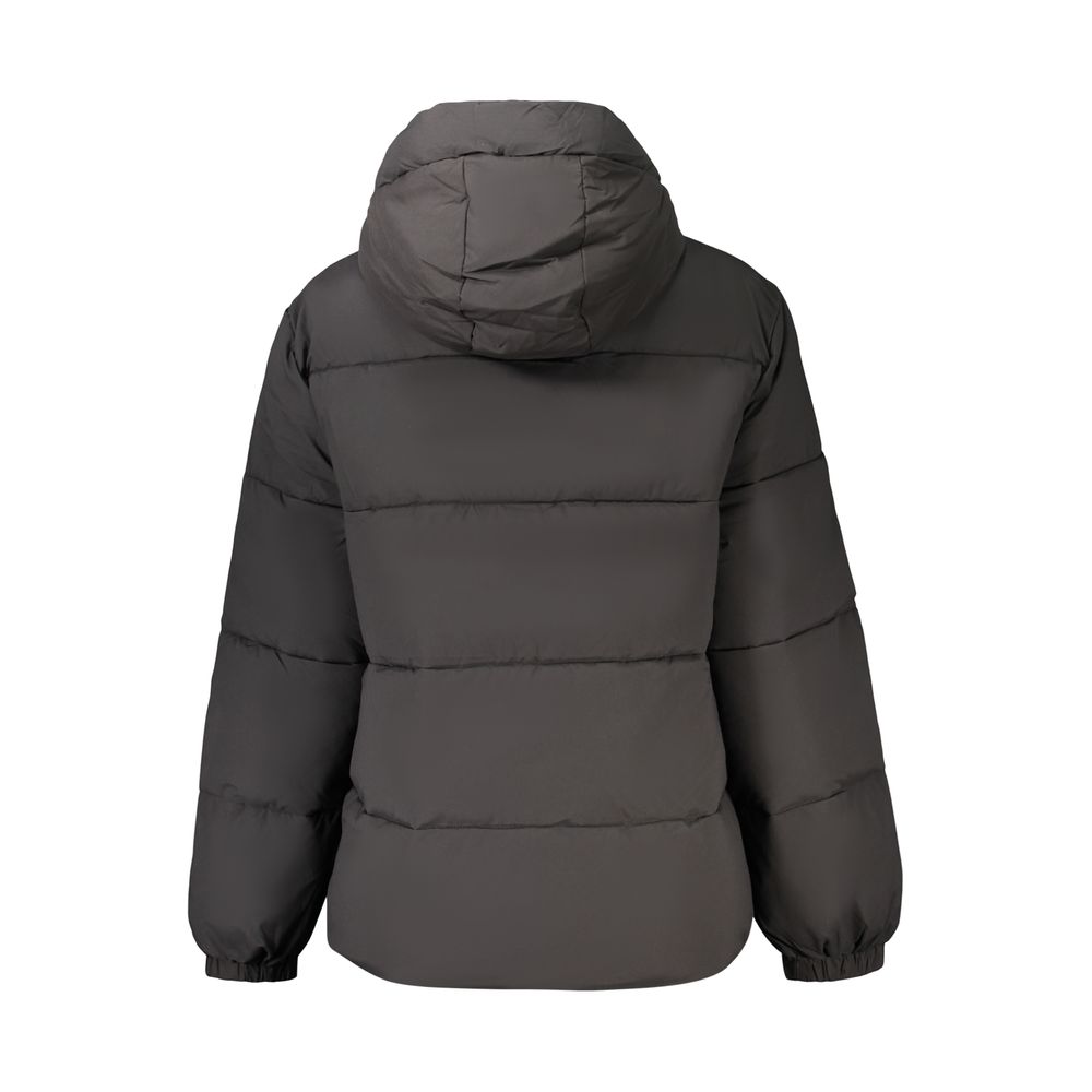 Guess Jeans Black Polyester Women Jacket with Removable Women's Hood