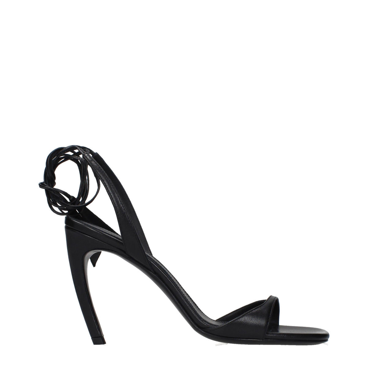 The Attico Black Leather Stiletto Heel Women's Sandals