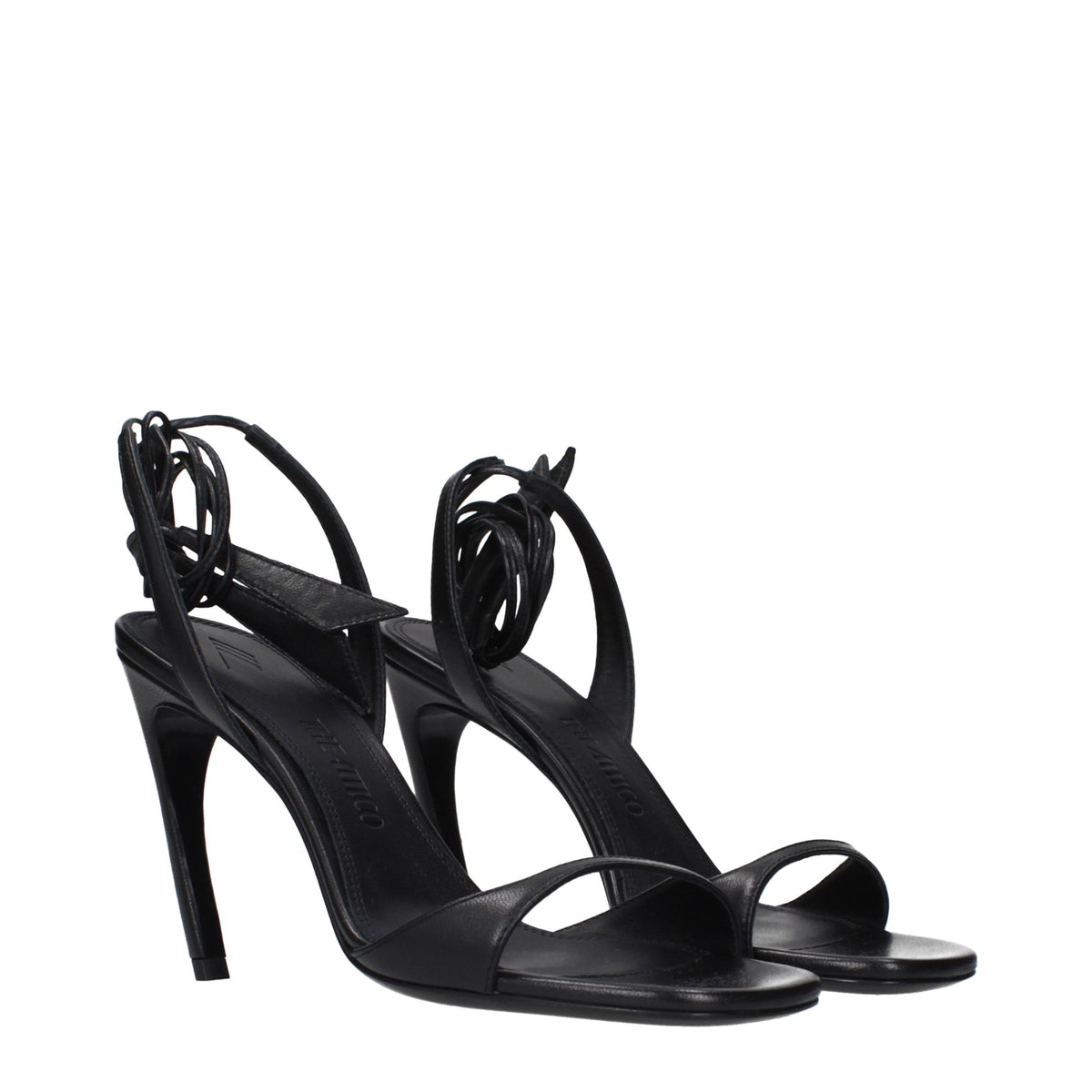 The Attico Black Leather Stiletto Heel Women's Sandals