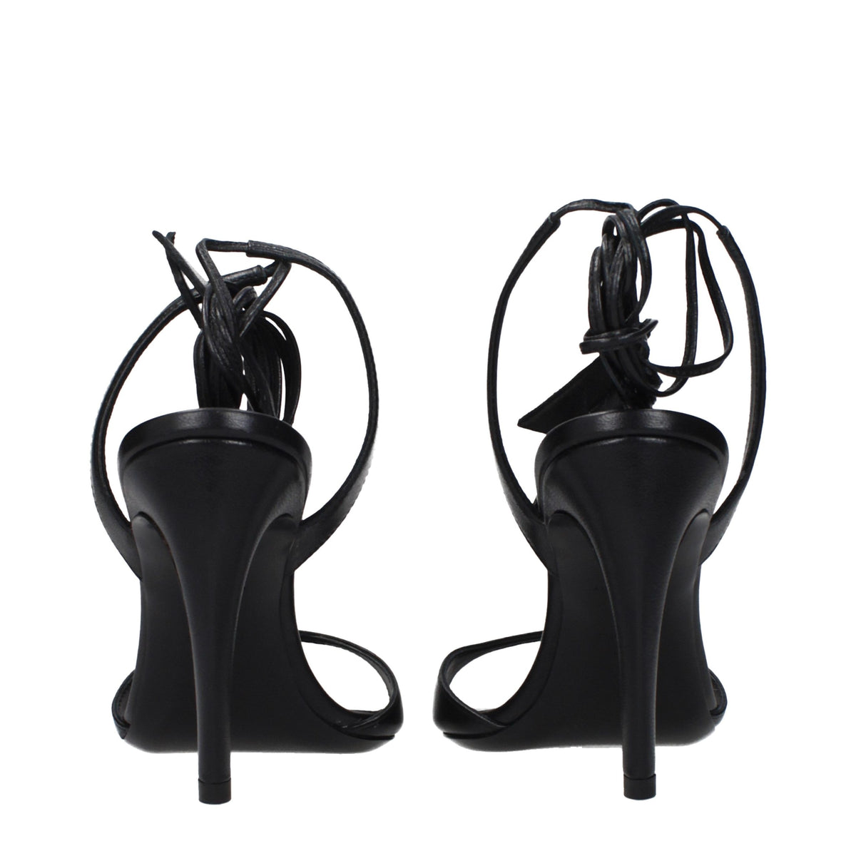The Attico Black Leather Stiletto Heel Women's Sandals