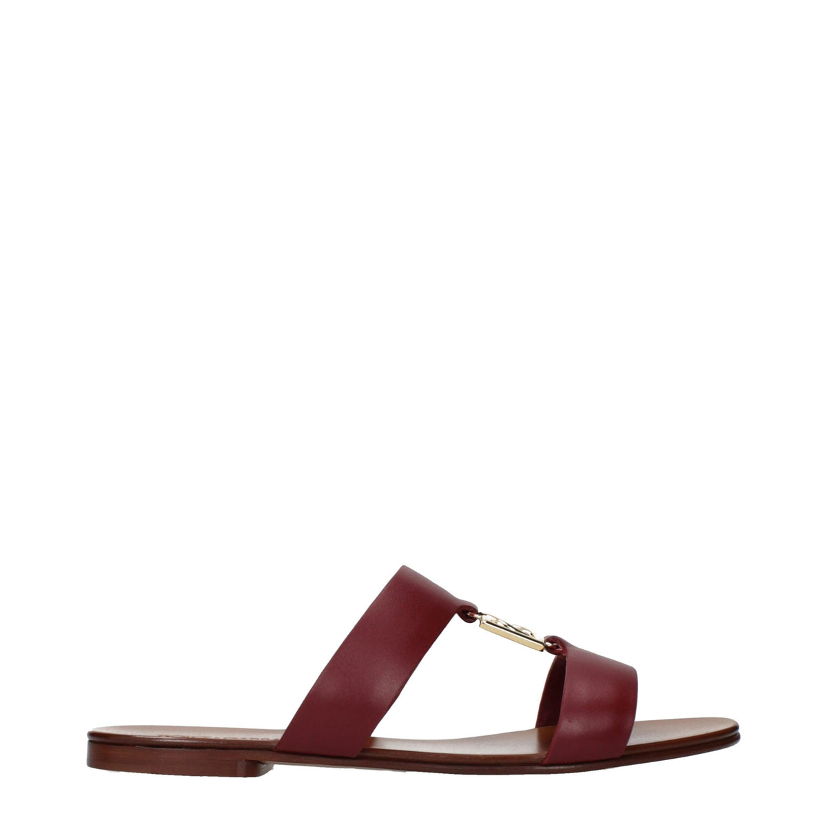 Dolce & Gabbana Red Leather Women's Slippers