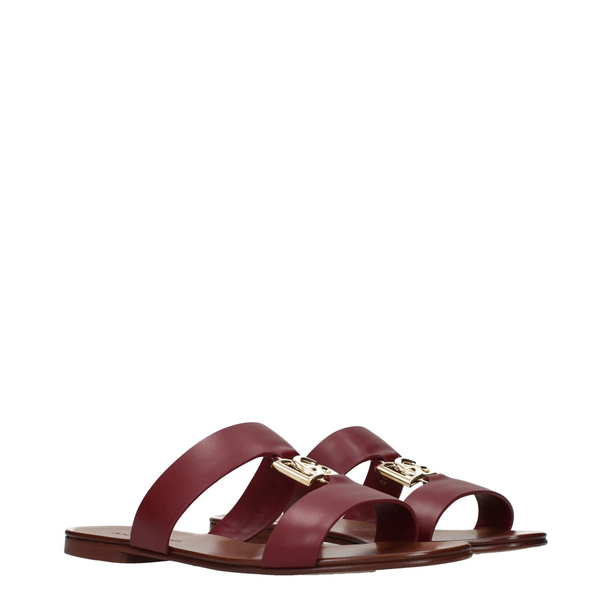 Dolce & Gabbana Red Leather Women's Slippers